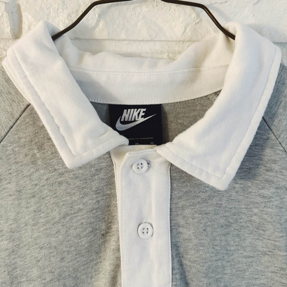 Nike Light Gray and White Swoosh Rugby Polo - Picture 6 of 10